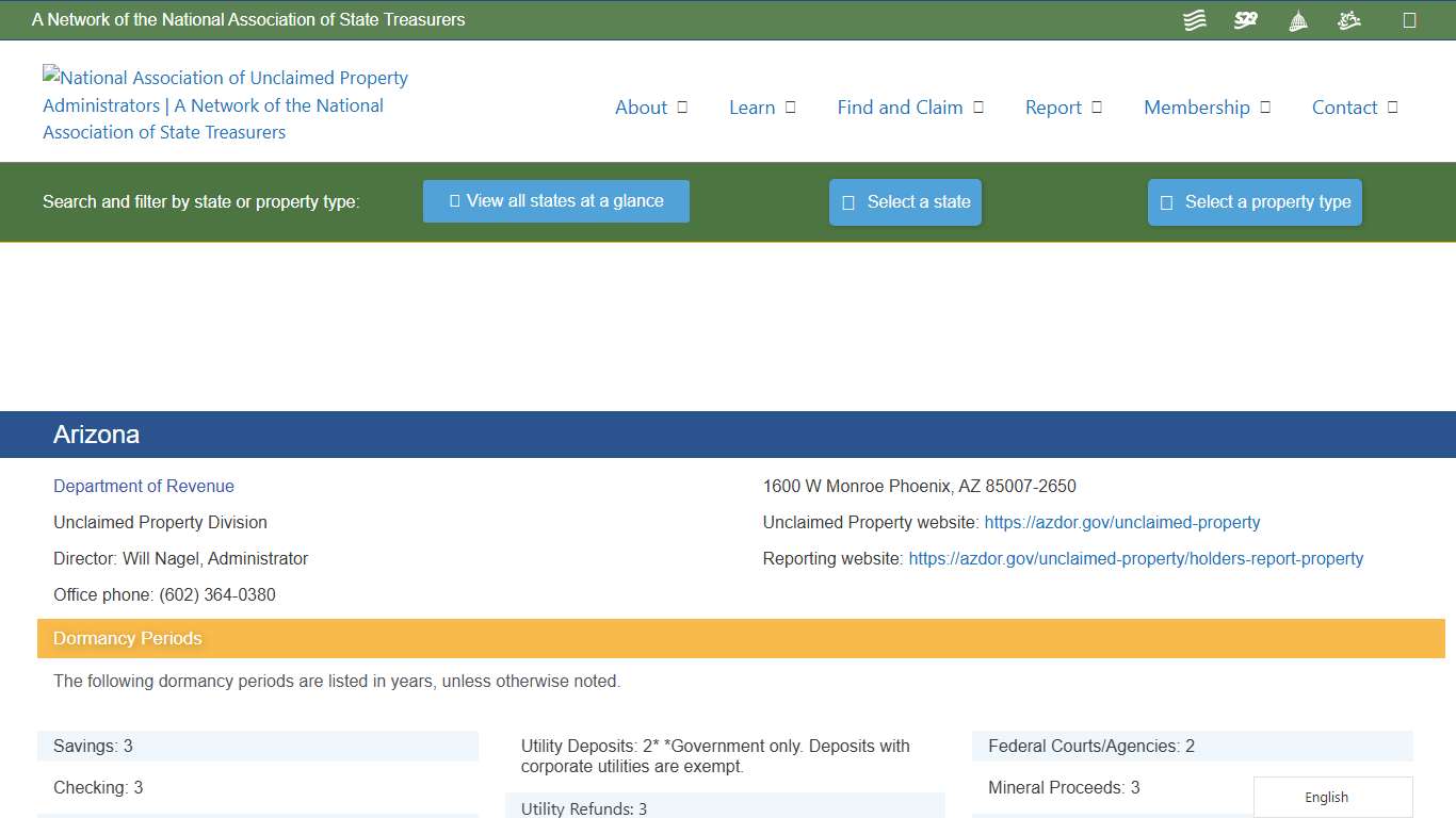 Arizona – National Association of Unclaimed Property Administrators (NAUPA)